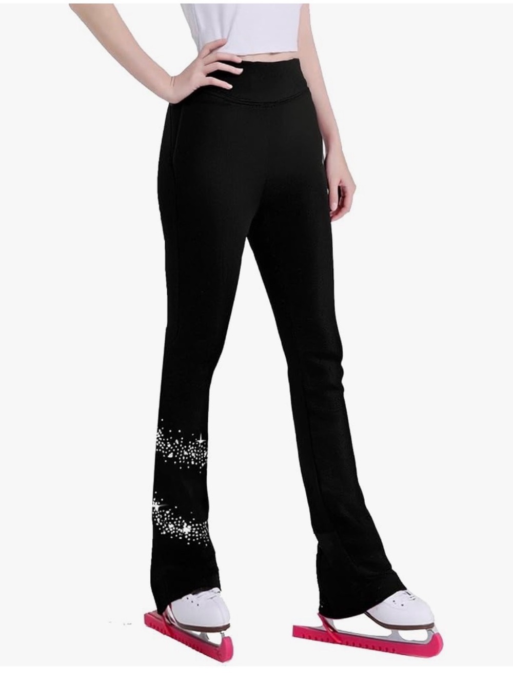 Joycan Black Figure Skate Pants with Sparkle Detail